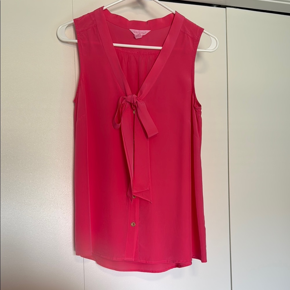 Lilly Pulitzer Raleigh Silk Top - Sleeveless Pink Blouse